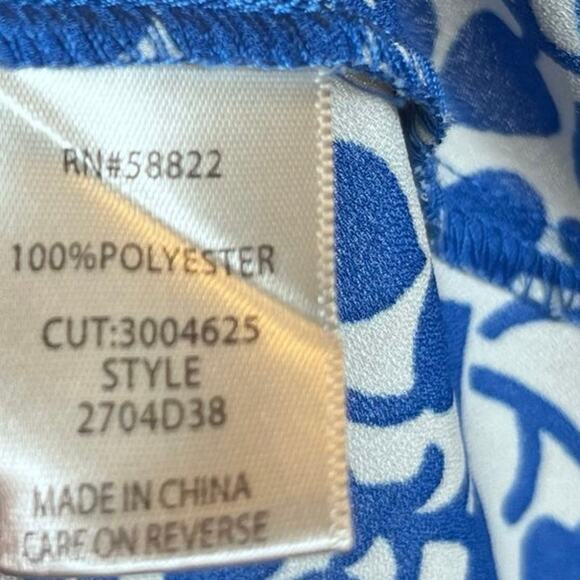 Max Studio Blue and White Ruffle Sleeveless Top Size Large (L462) - Picture 7 of 7